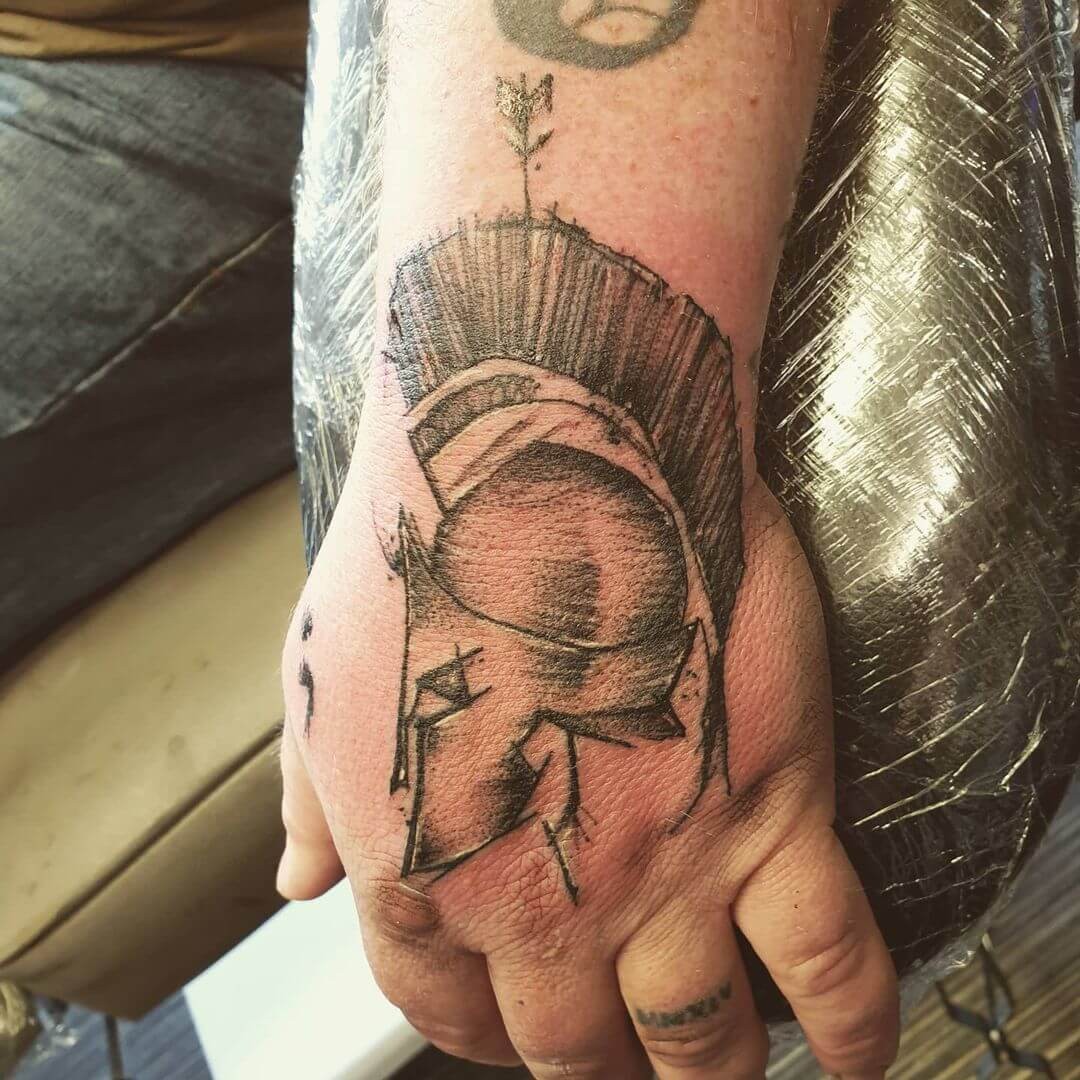 Arm Spartan Helmet Tattoo