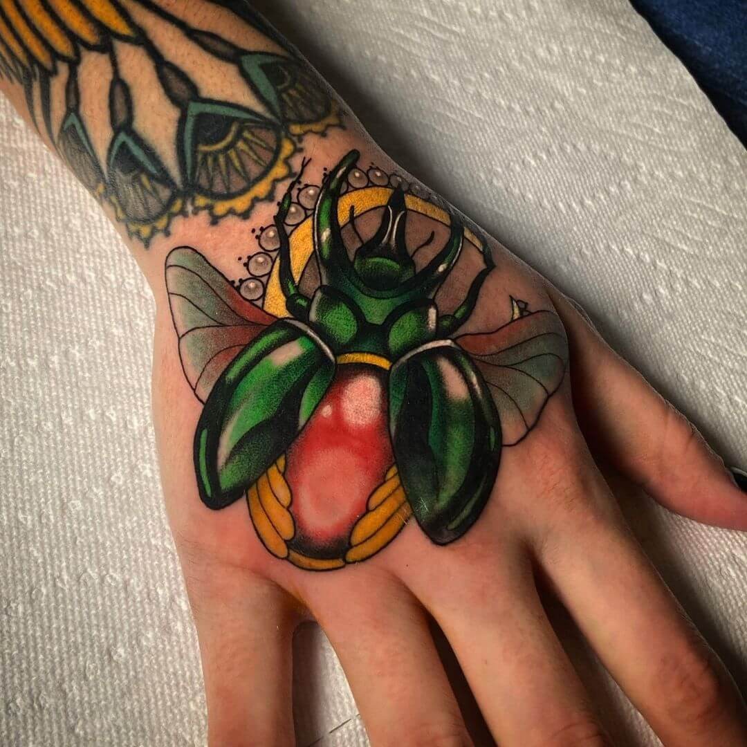 Colourful Scarab Tattoo