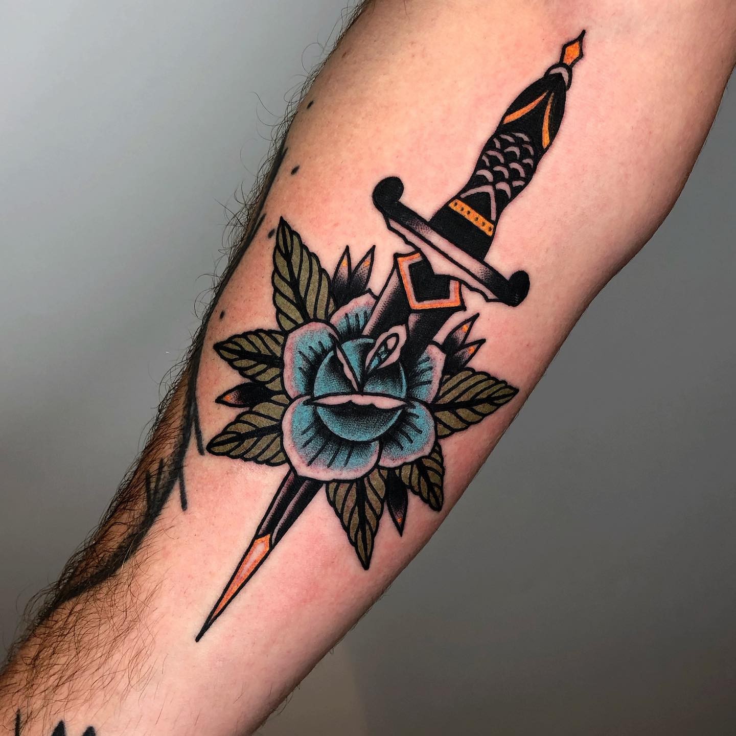 Rose With Dagger Tattoo