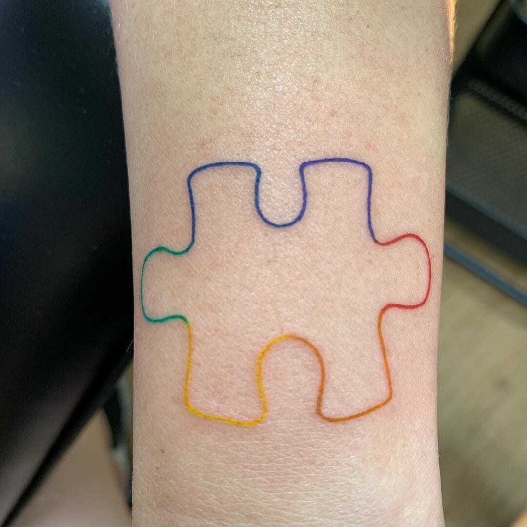 Simple Outline Puzzle Piece Autism Tattoo