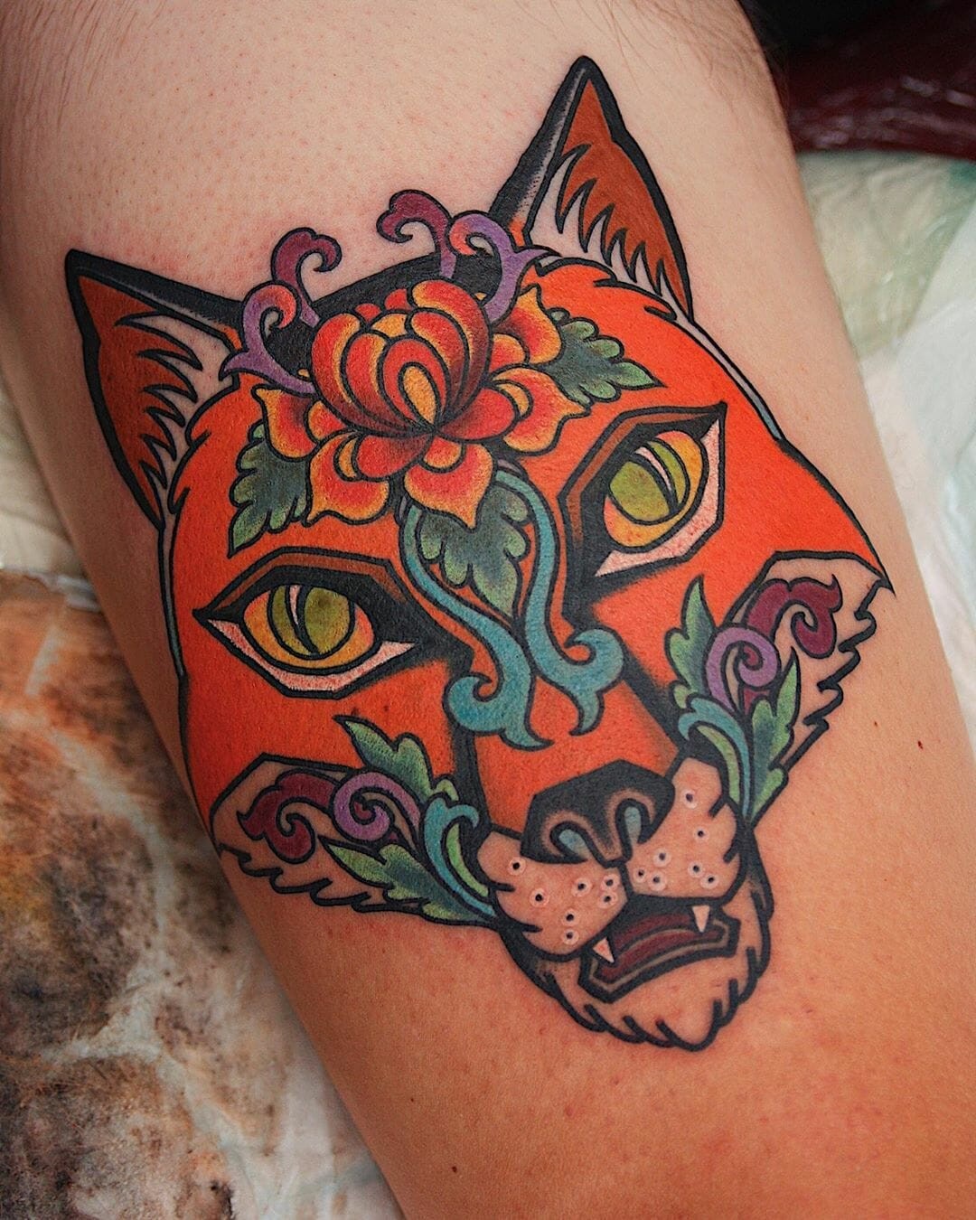 Bright Orange Design Trippy Tattoo