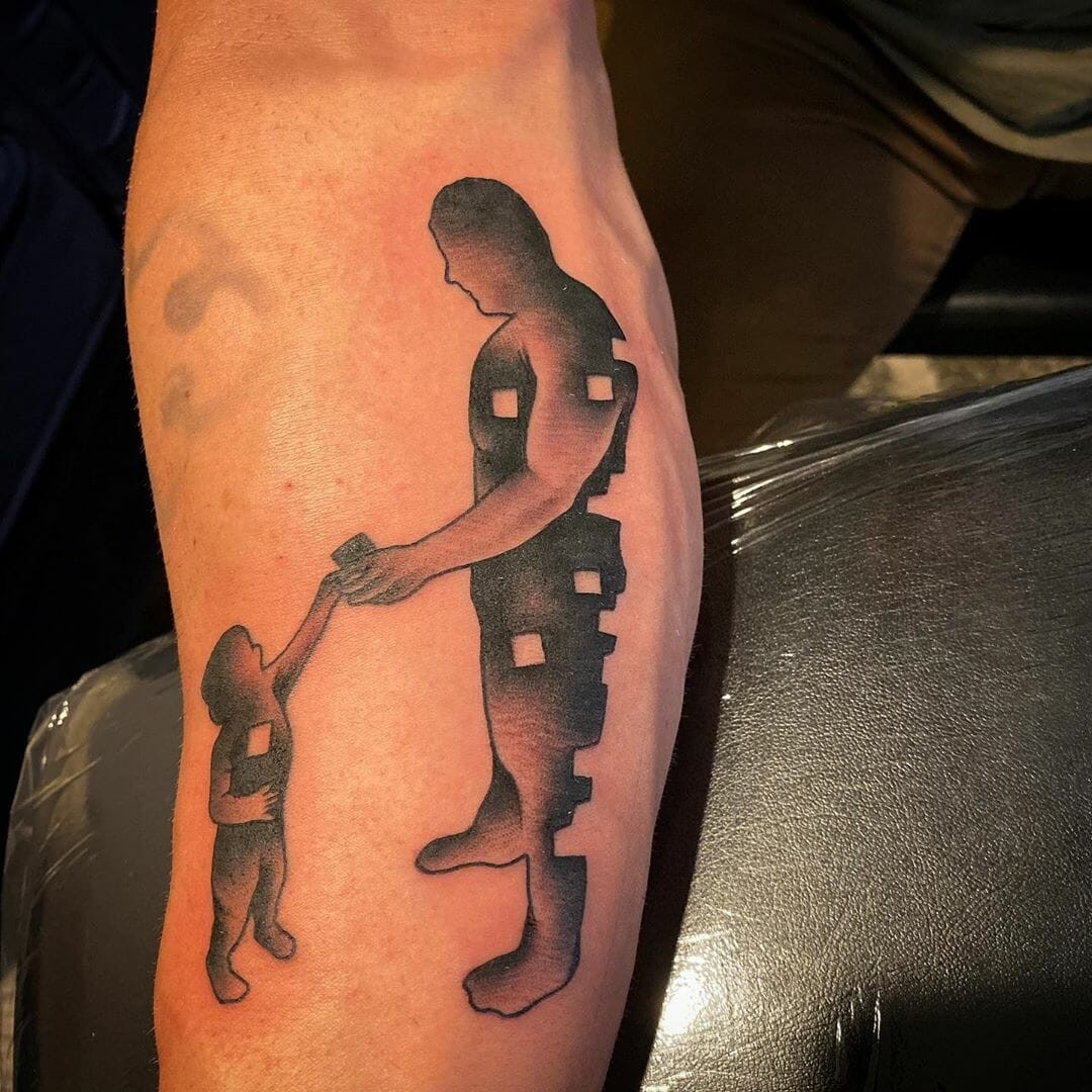 Puzzle Inspired Father And Son Tattoo