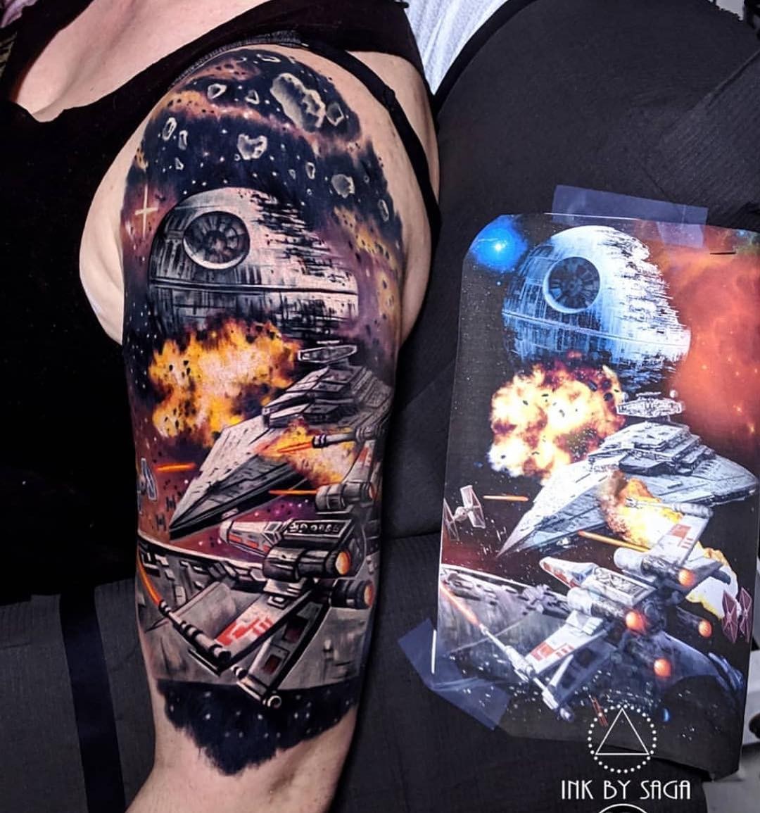 Star Wars Death Star Tattoo In Action