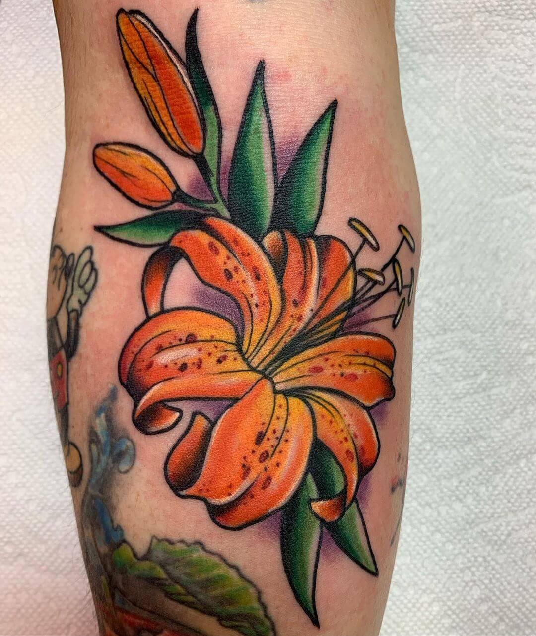 Bright And Bold Tiger Lily Tattoo Designs