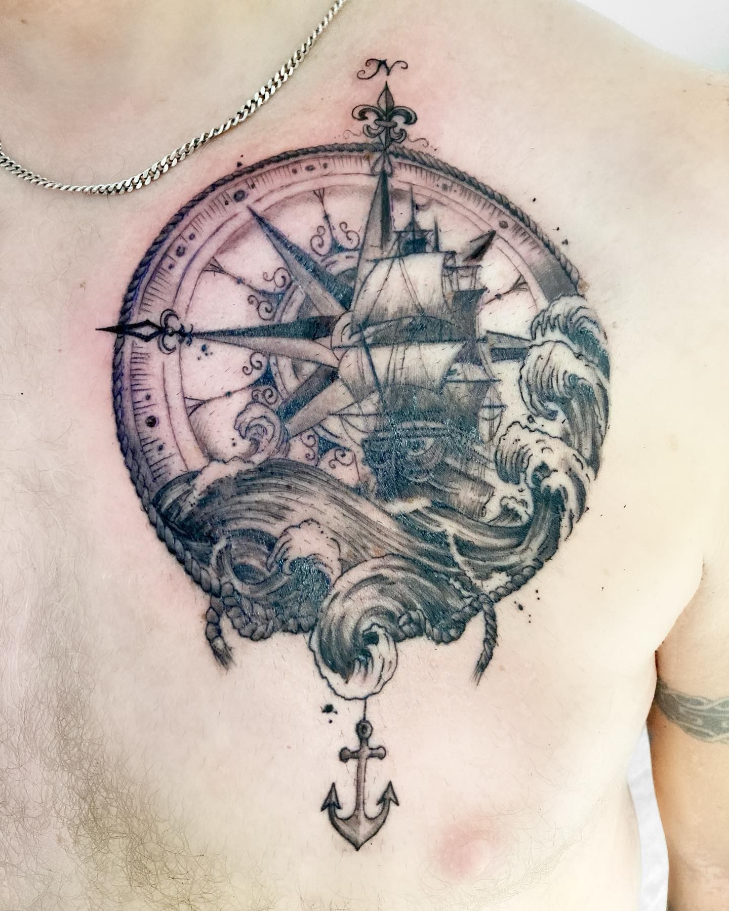 Ship Tattoos With Compass