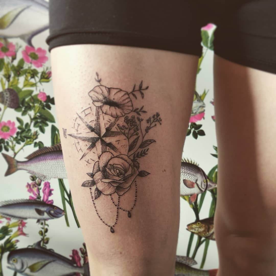 Feminine Vintage Compass Tattoo For The Adventure Seeker