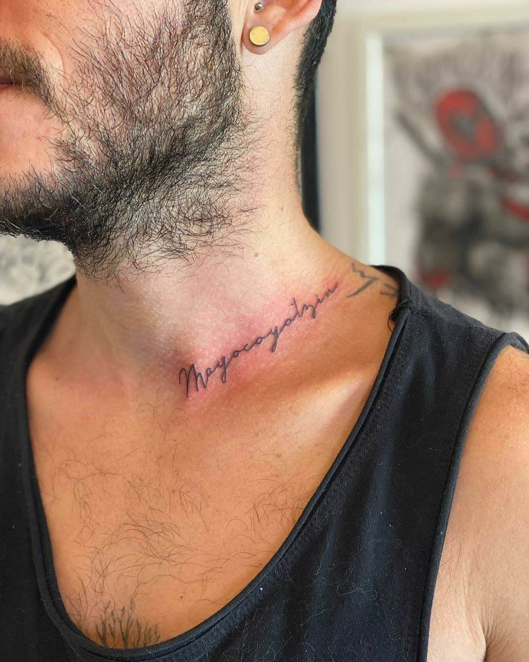 Moyocoyotzin Neck Tattoo