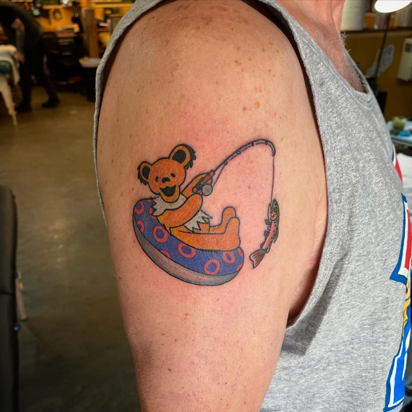 Fishing Teddy Tattoo