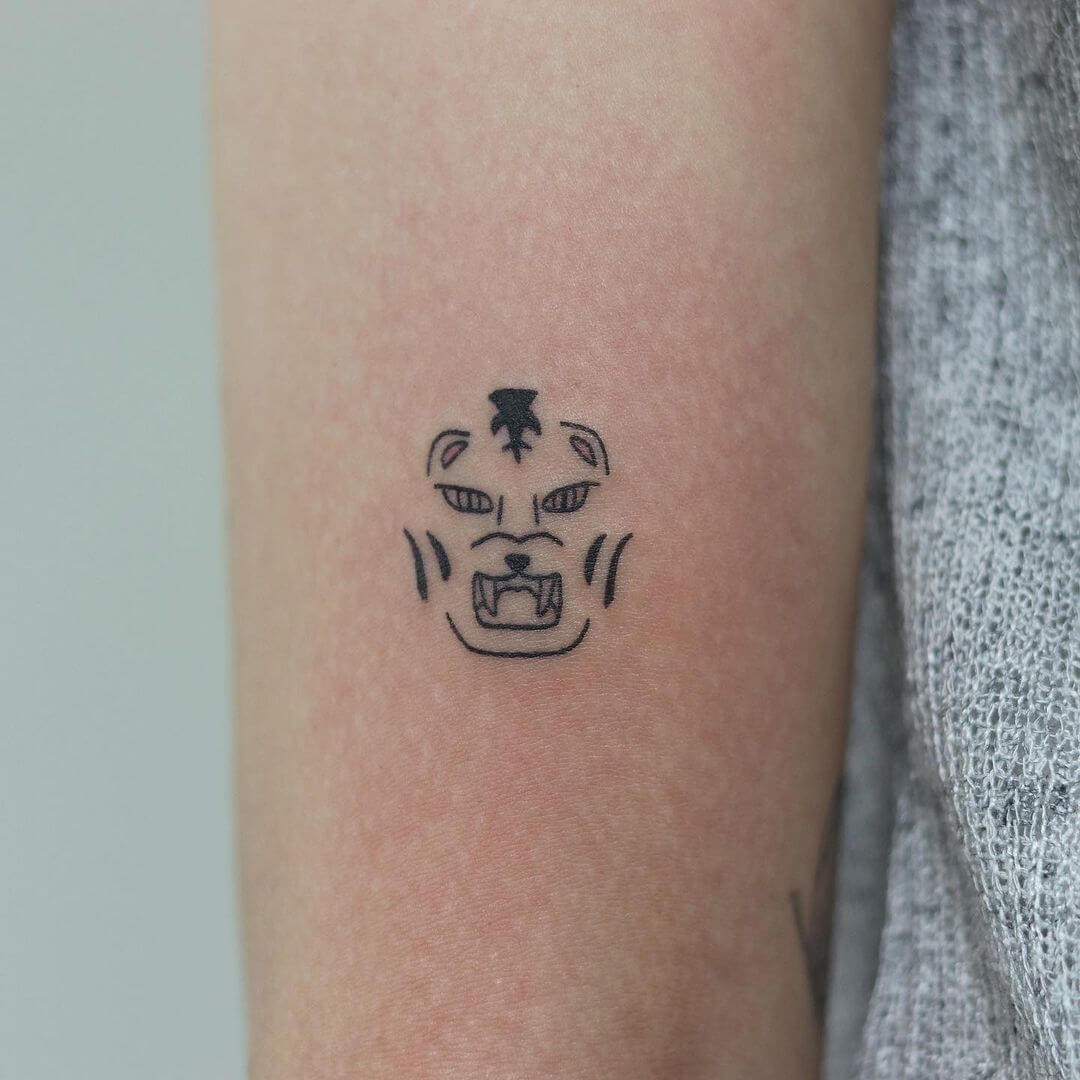 Small Minimalist Tiger Face Tattoo