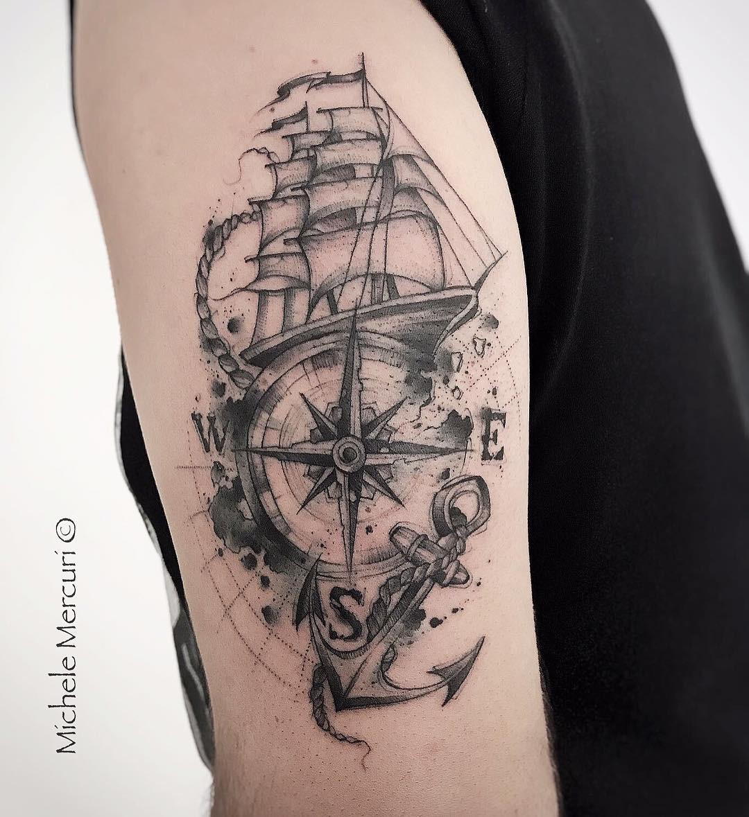 The Classic Anchor Compass Tattoo