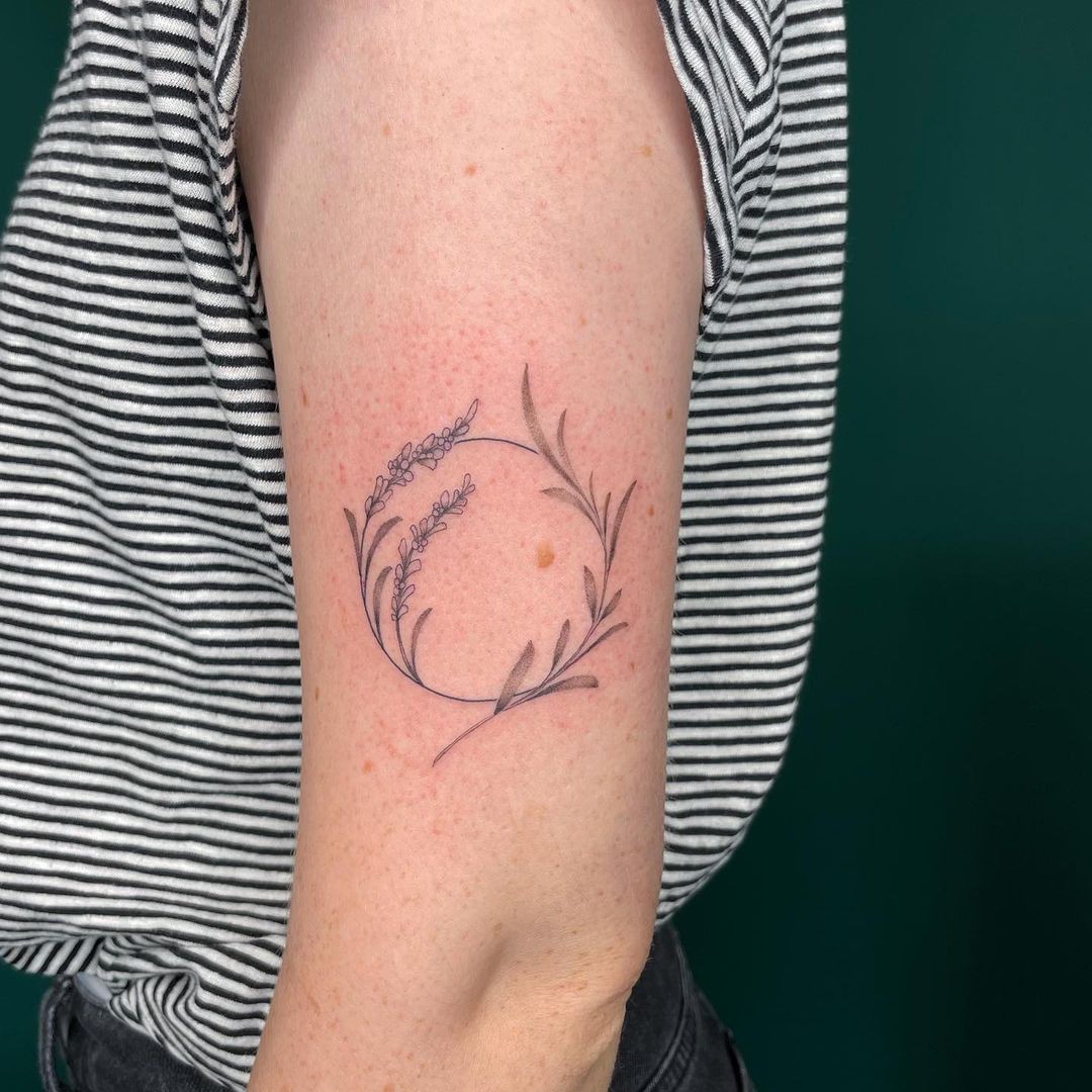 Minimalist Floral Circle Tattoo