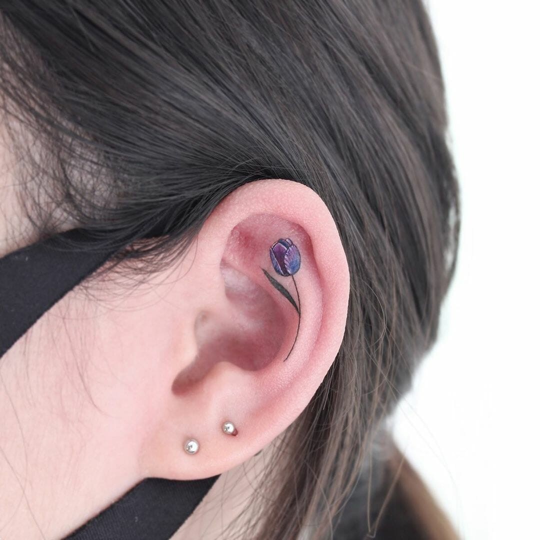 Tulip Mini Ear Helix Tattoo