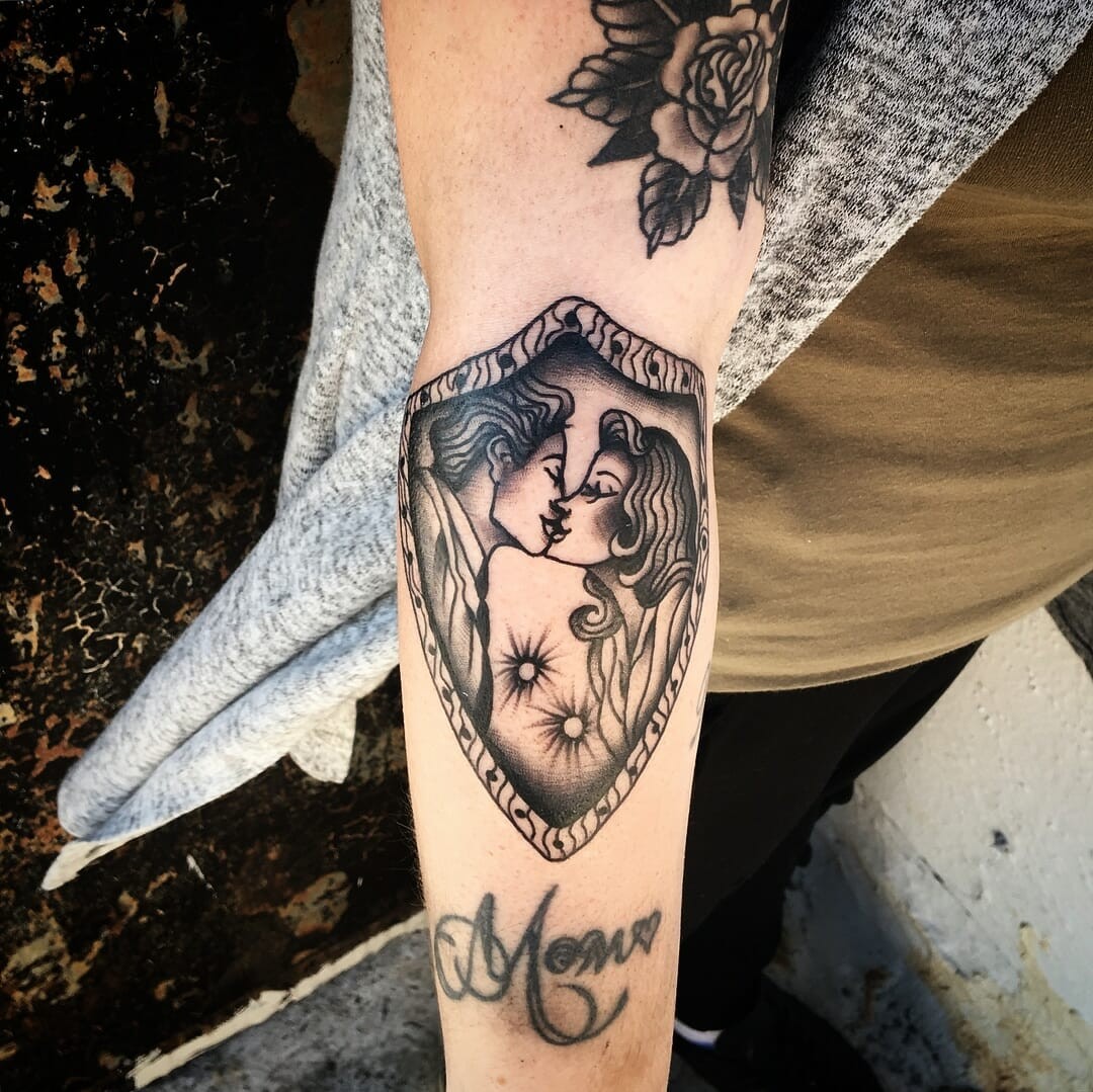 Black & White Shield Tattoo