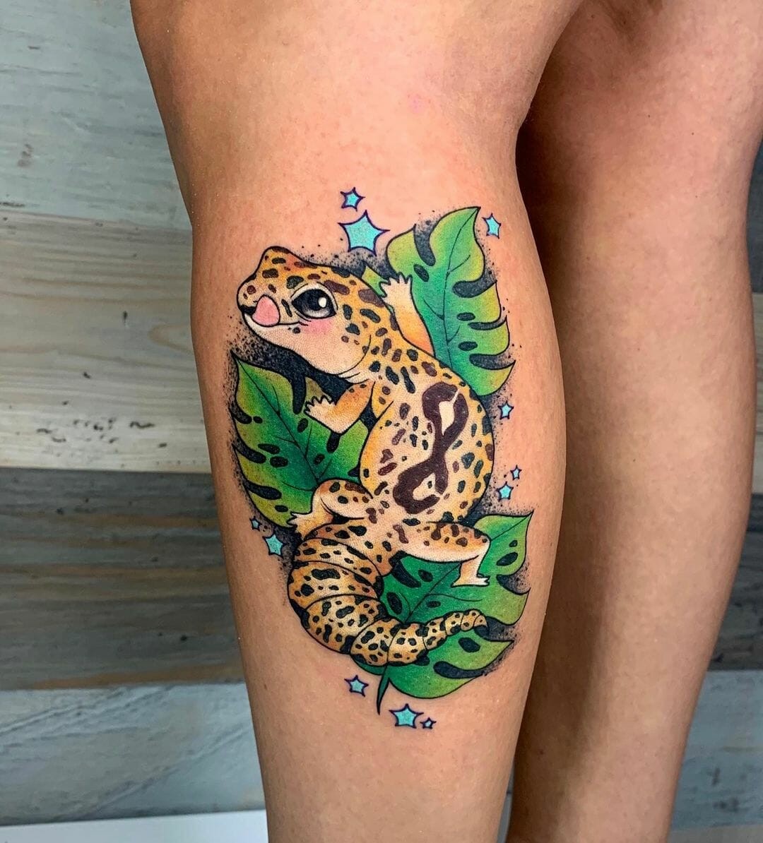 Yellow Spotted Leopard Gecko Tattoos