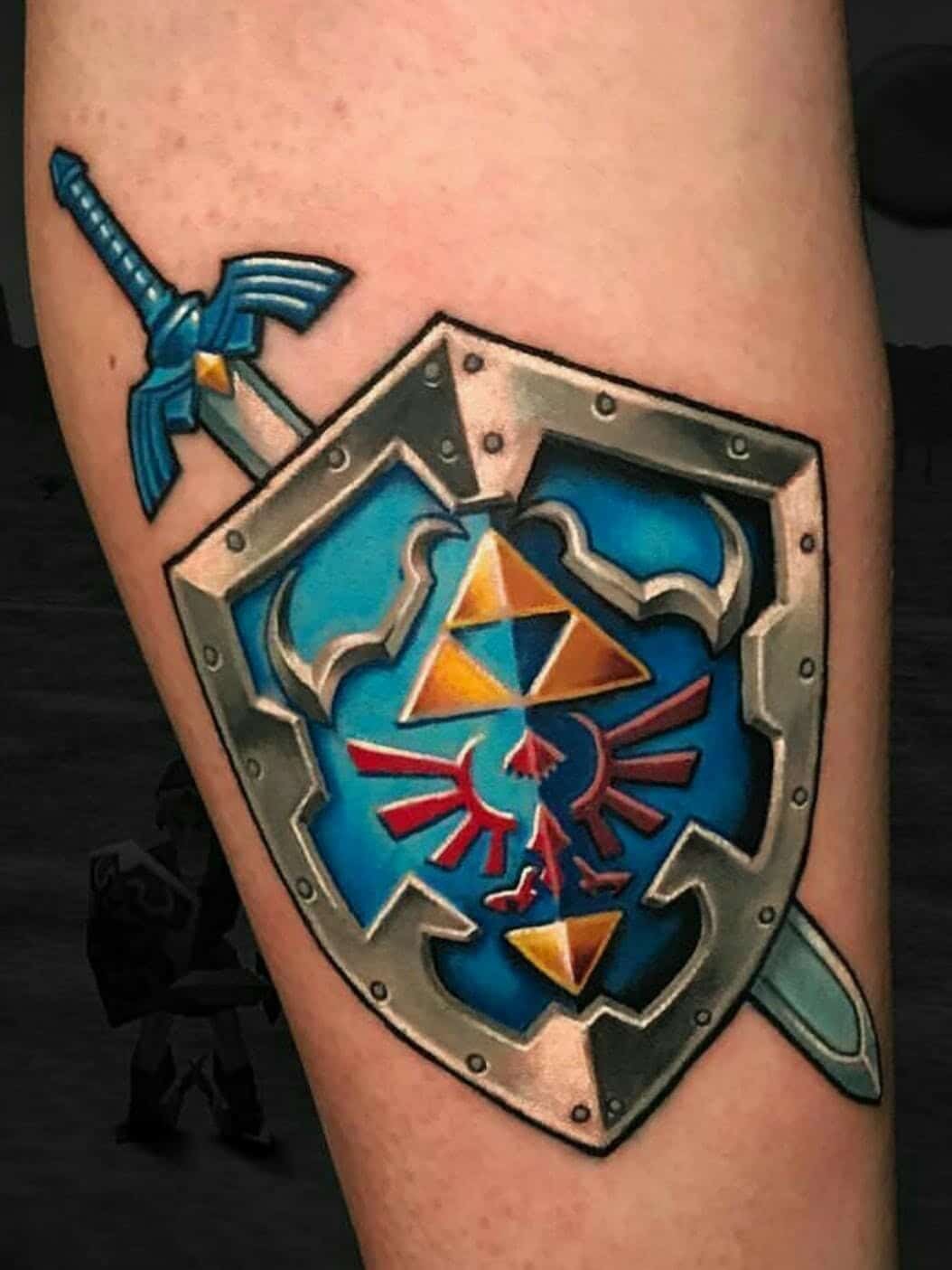 Zelda Colorful Shield Tattoo