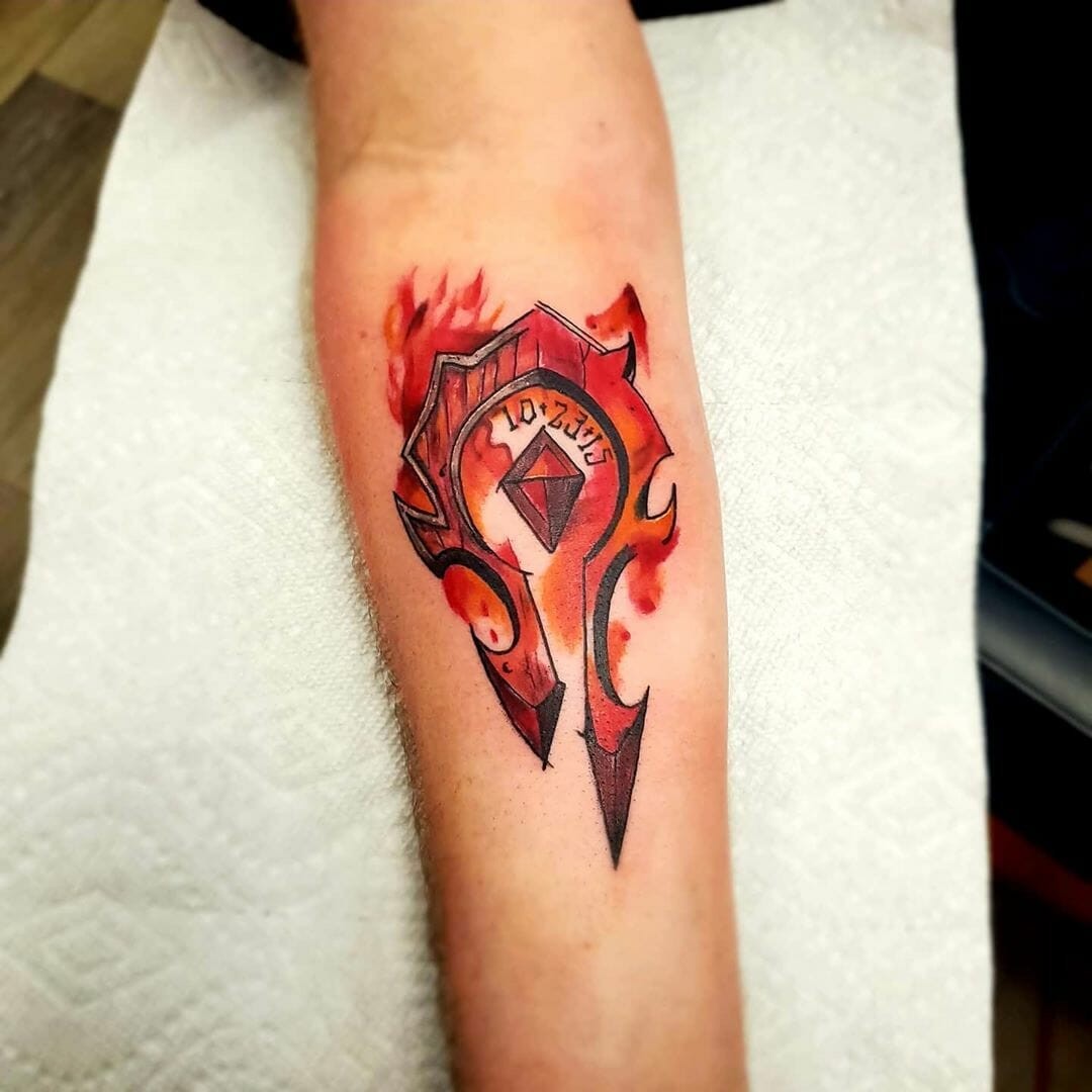 Bright Red World Of Warcraft Tattoos