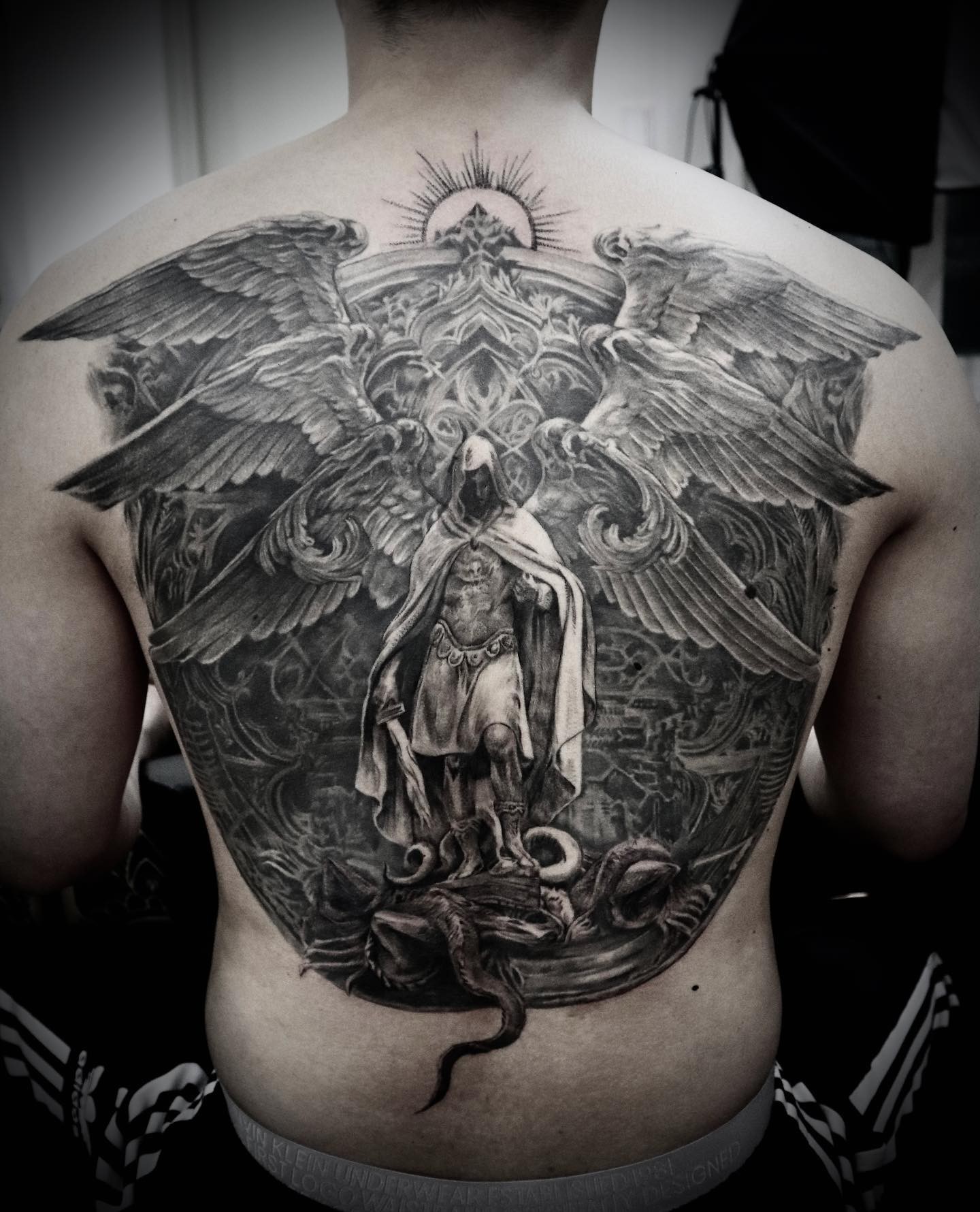 Angel Of The Devil Back Tattoos