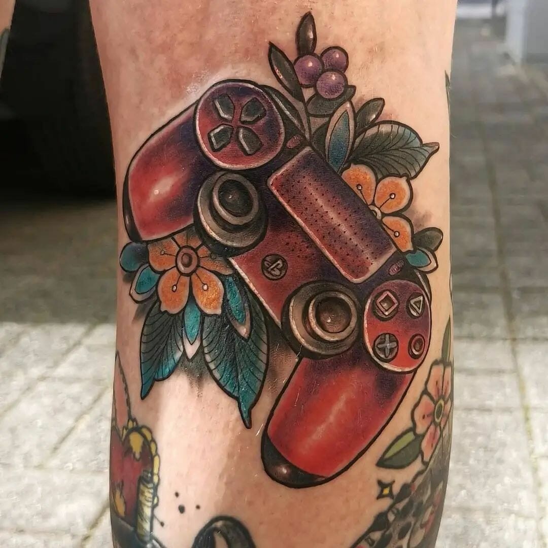 Floral Playstation Tattoo