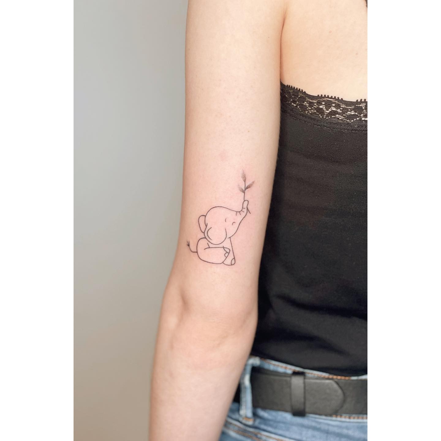 Cute Elephant Outline Tattoo Idea