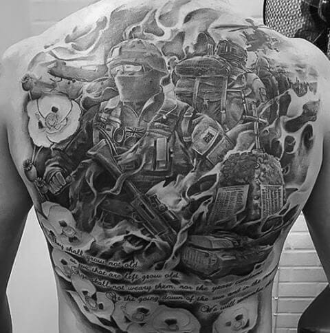 World War I Army Tattoo On Back