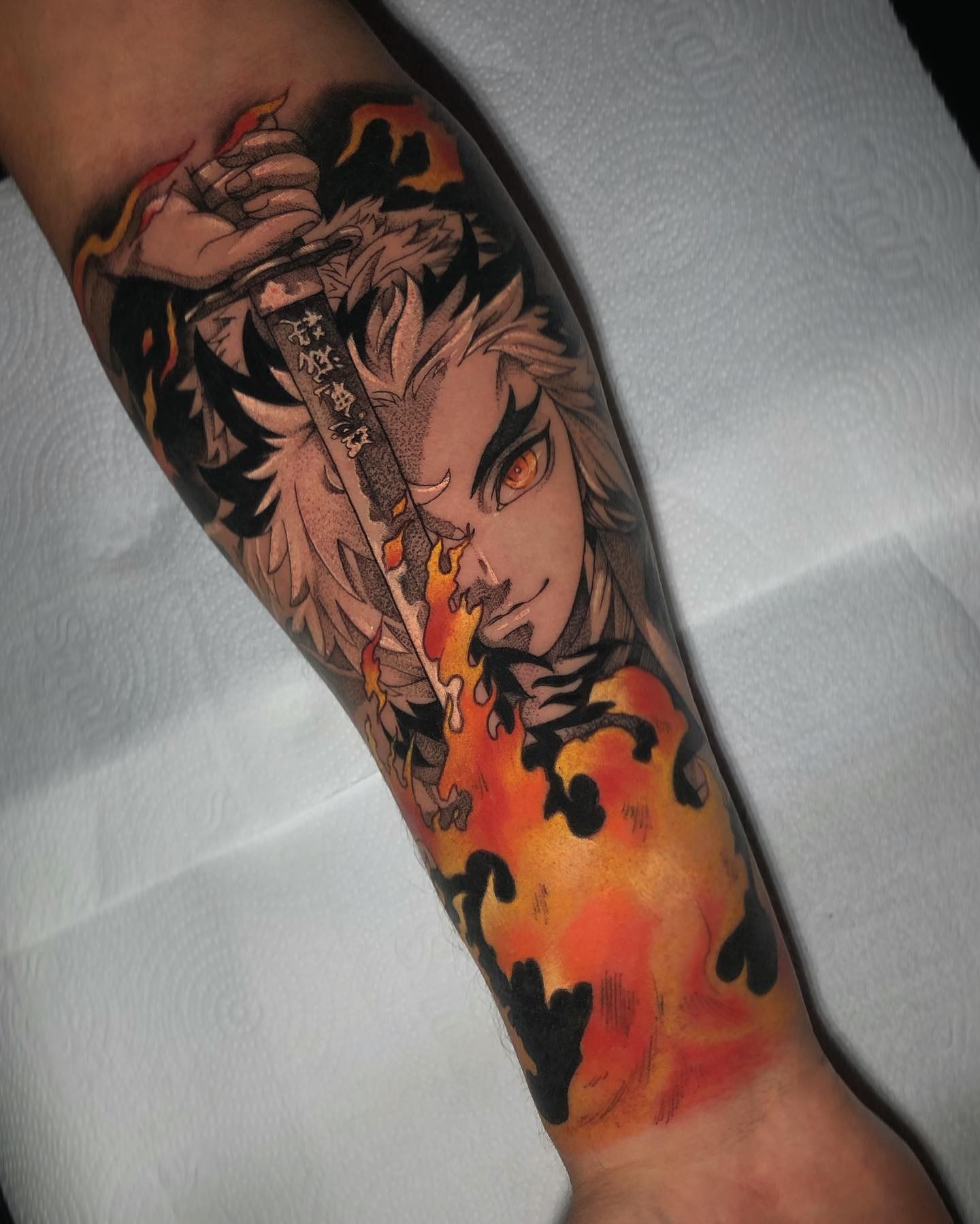 Fierce Rengoku Demon Slayer Tattoo