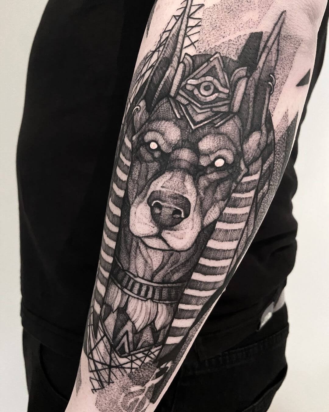 The Sketch Tattoo Of Anubis