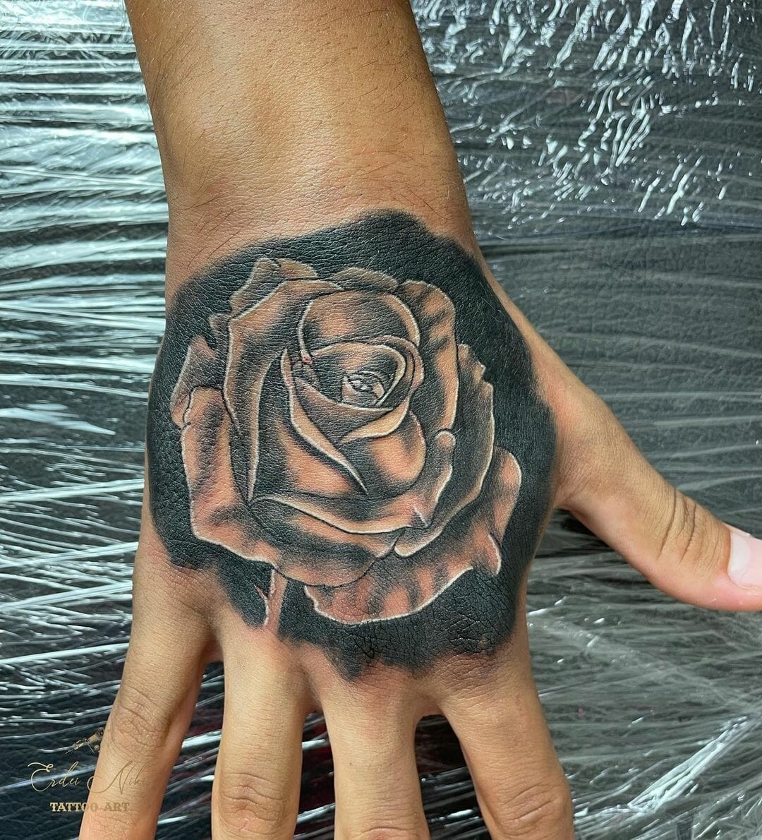 Black and Grey Rose Tattoo