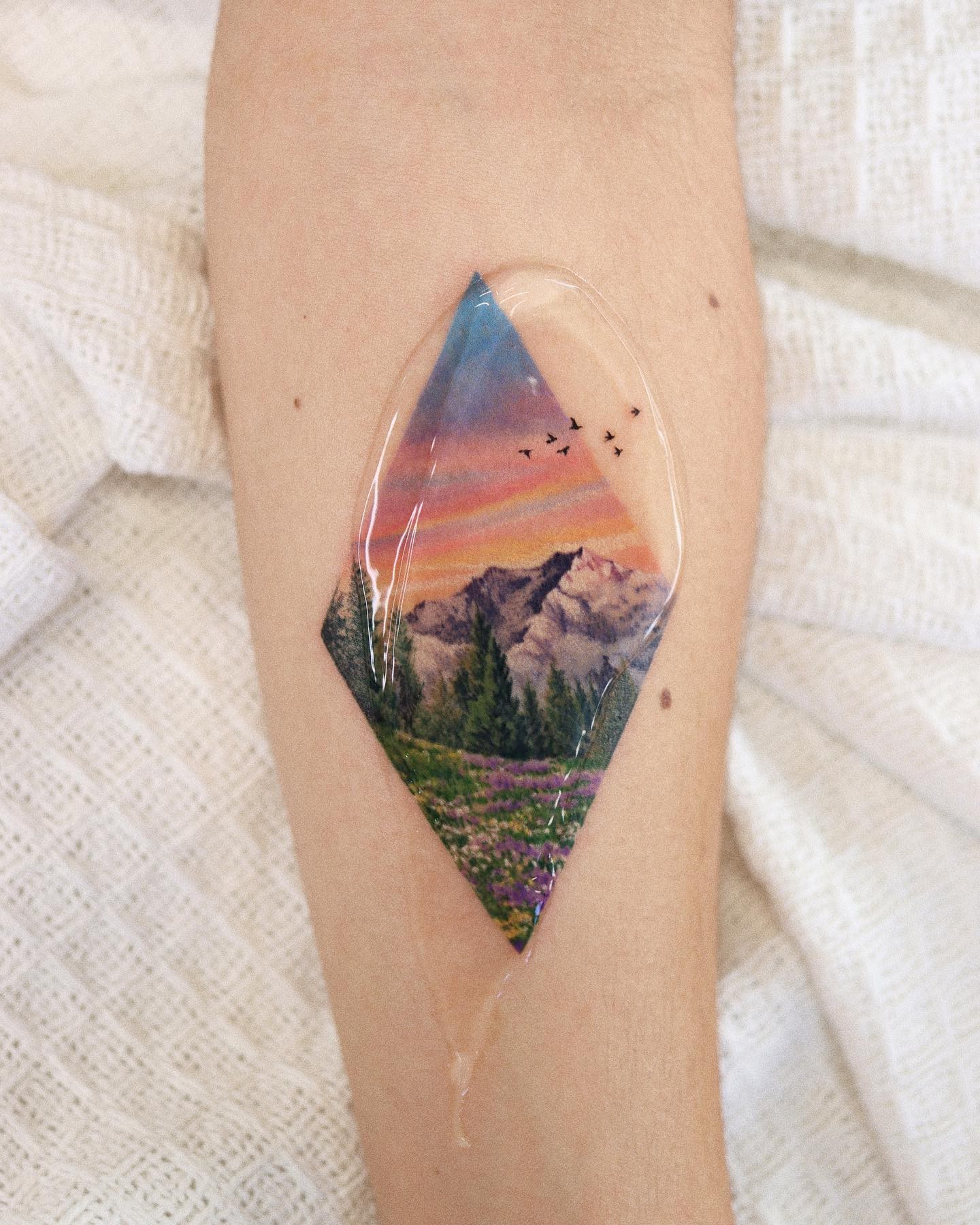 Geometrical Simple Sunset Tattoo Design