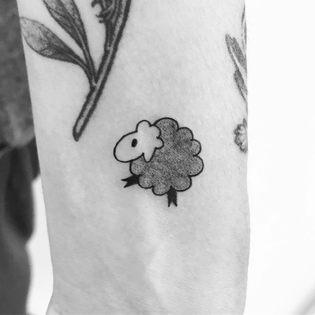 Simple Dark Wool Sheep Tattoo