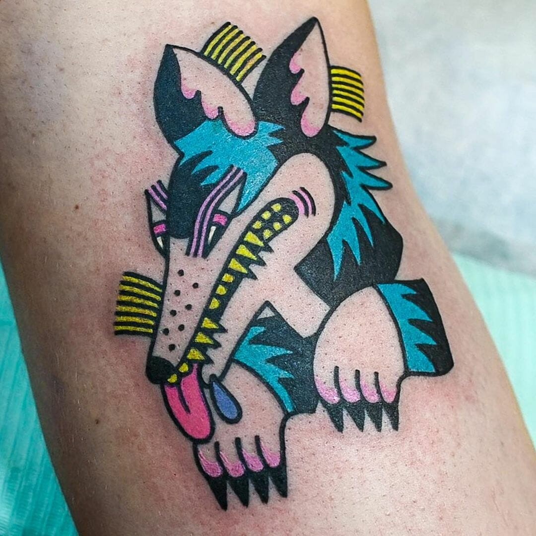 Colourful Coyote Tattoo Idea For The Bright Minds