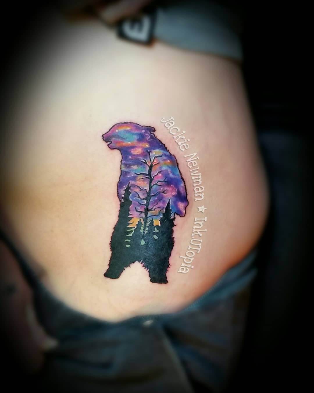 Colourful Forest Silhouette Tattoo