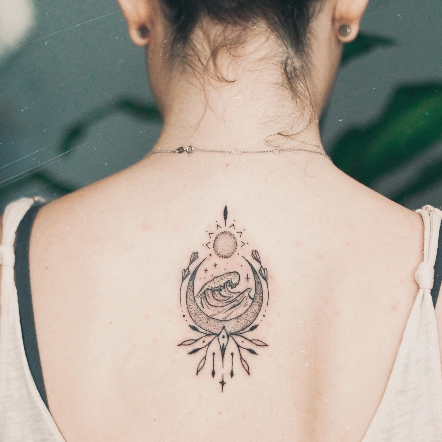 Mandala Wave Sun And Moon Tattoo