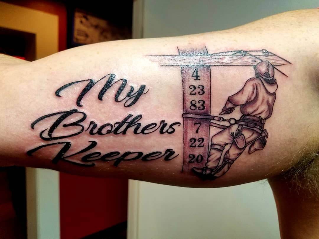 Memorial Lineman Tattoo in Black