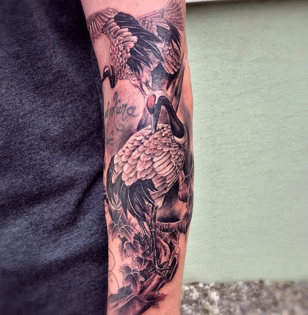 Japanese Crane Tattoo