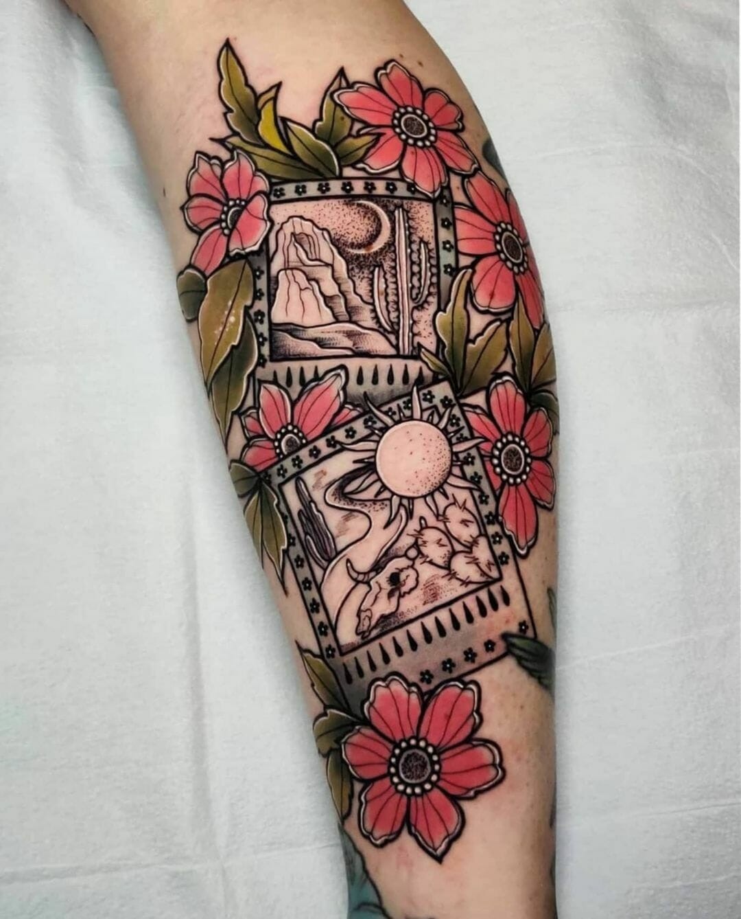 Stunning Day And Night Desert Tattoo Design