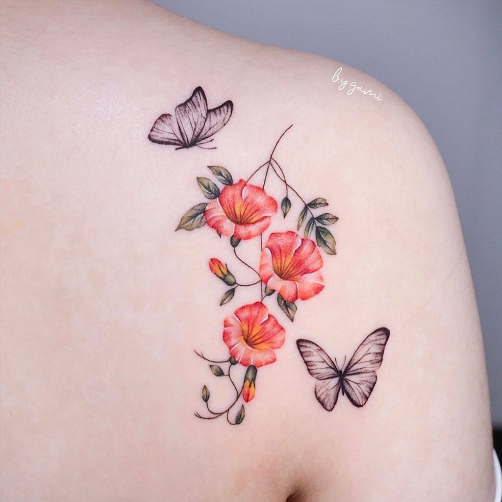 A pair of Black Butterflies Tattoo