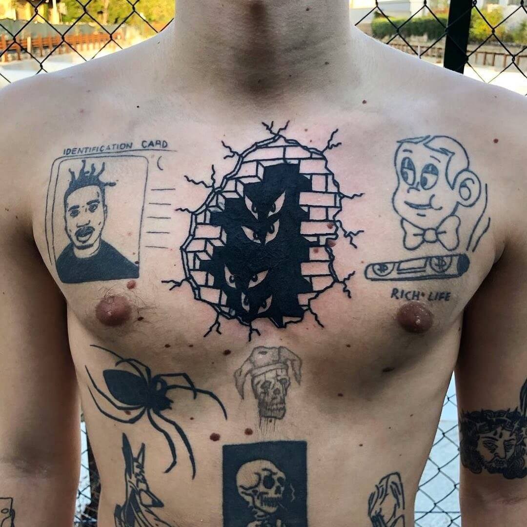 Brick Wall Chest Tattoo