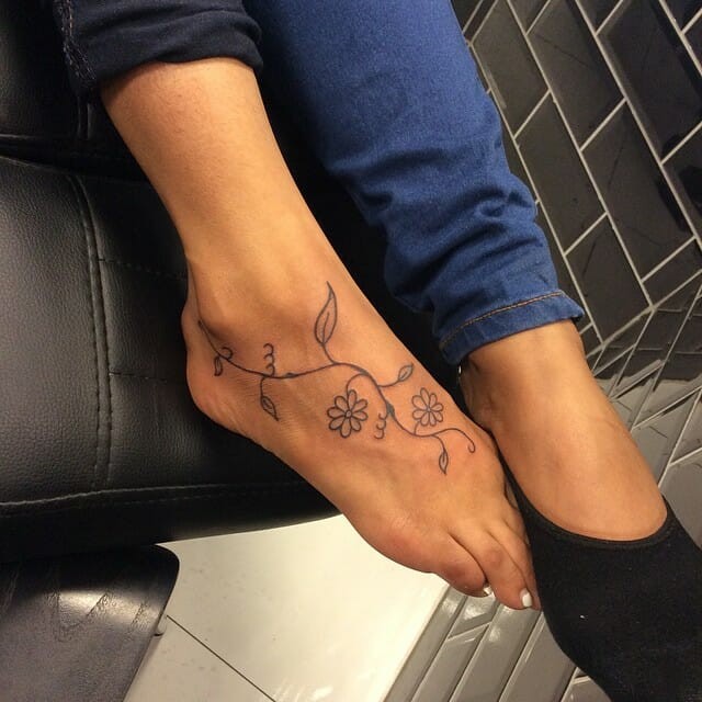 Daisy Foot Tattoo For Women