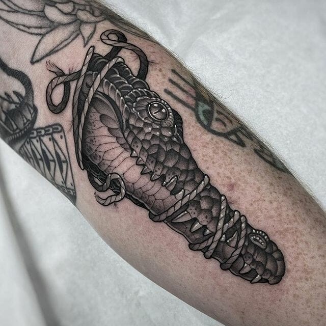 Multicoloured Vibrant Alligator Tattoo