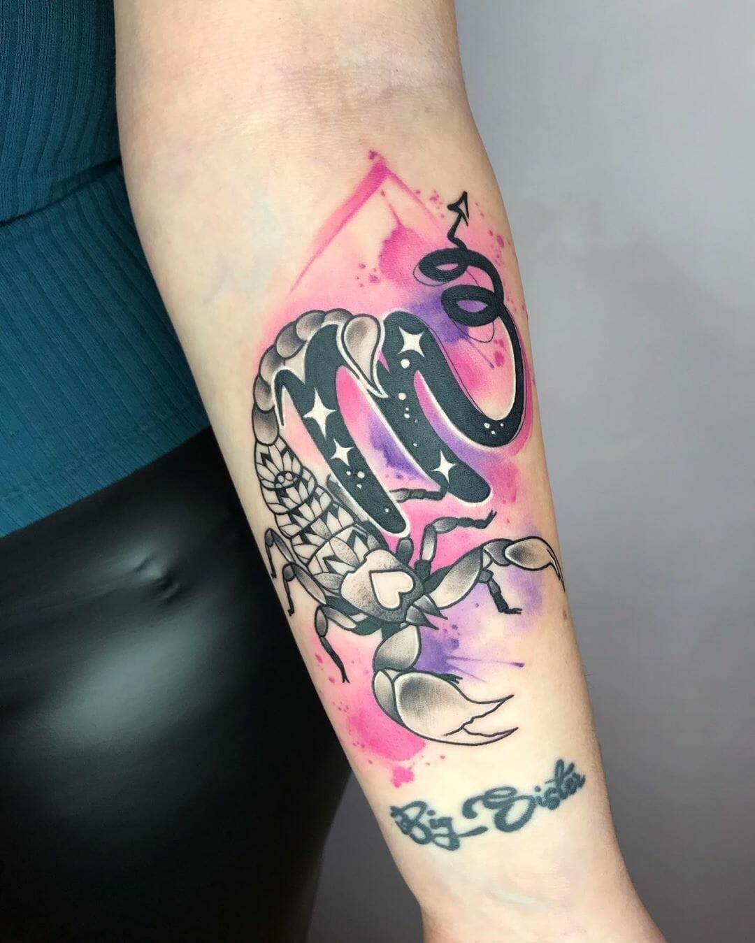 Colorful Zodiac Scorpio Tattoo Design With Scorpion Tattoos Forearm Placement