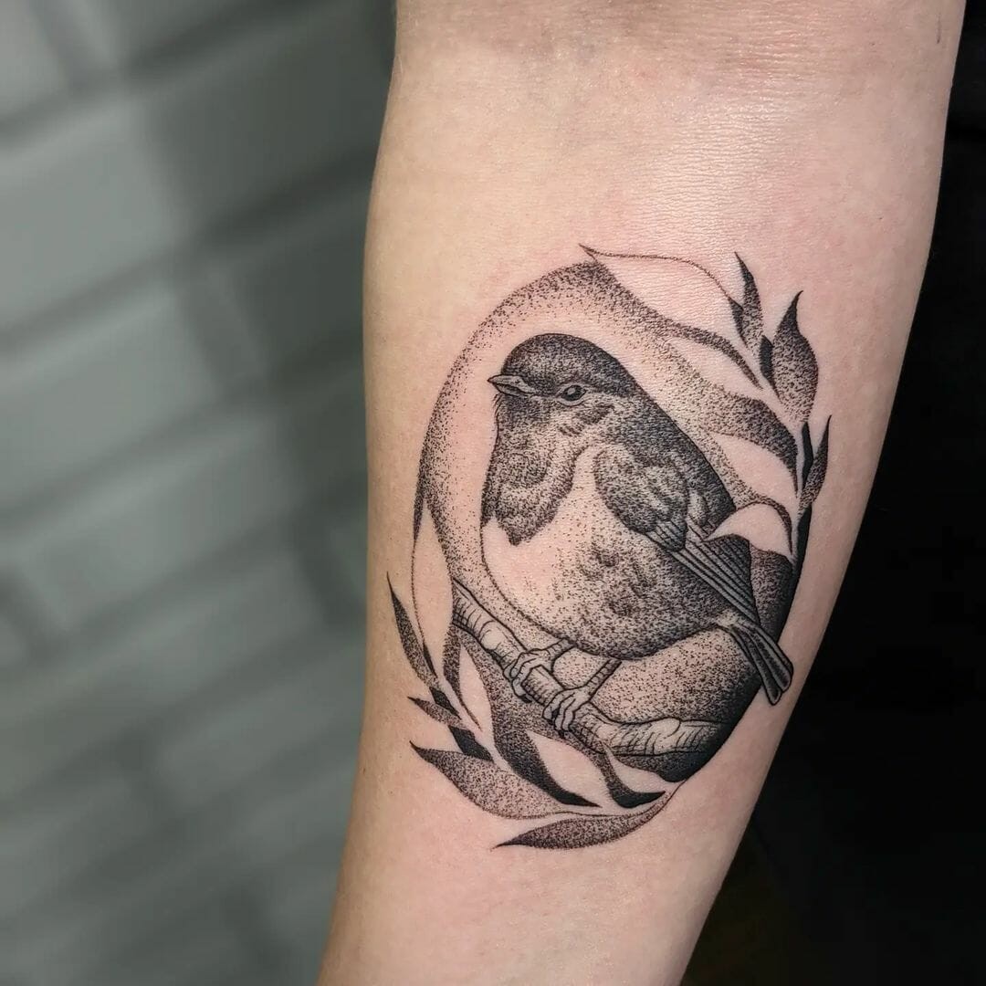 Stunning Blackwork Robin Tattoo Designs