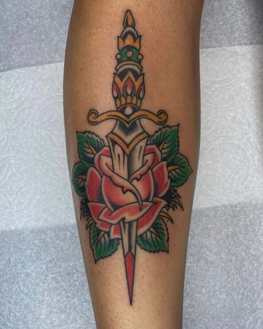 Rose And Dagger Tattoo