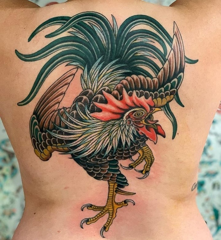 Artistic Rooster Tattoo