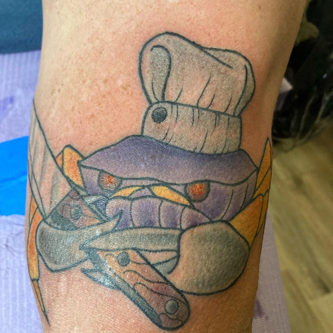 Cute Crab Chef Tattoo