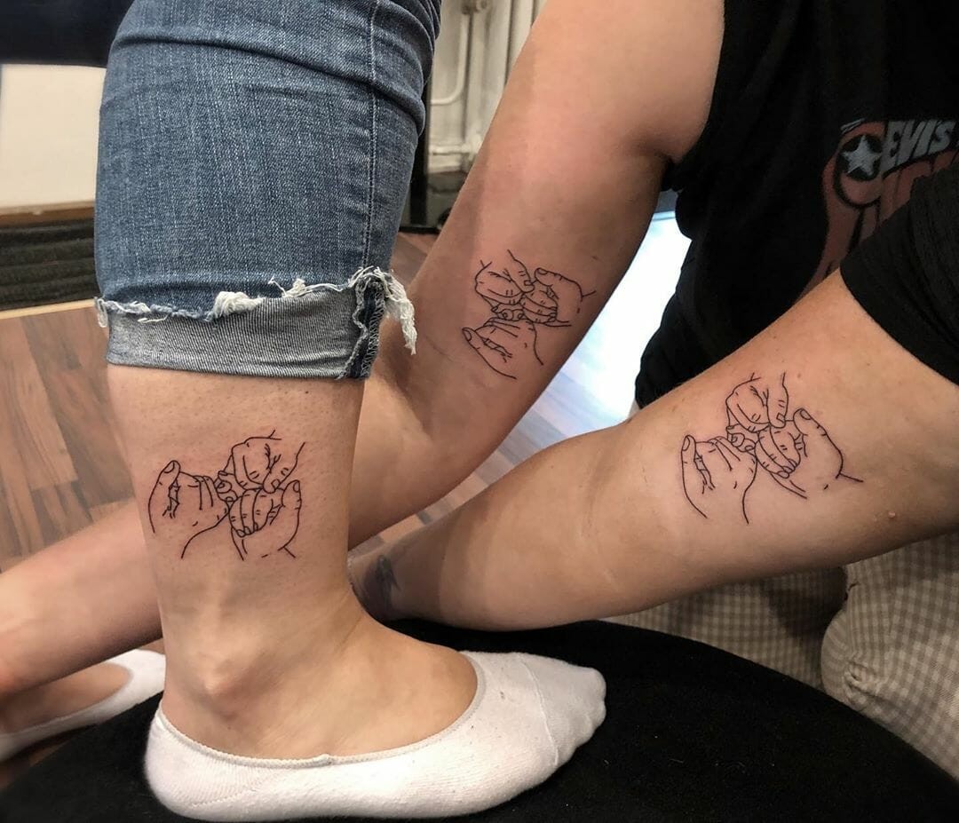 Three Best Friend Matching Tattoo Ideas Pinky Promise Tattoo Done In Black Ink