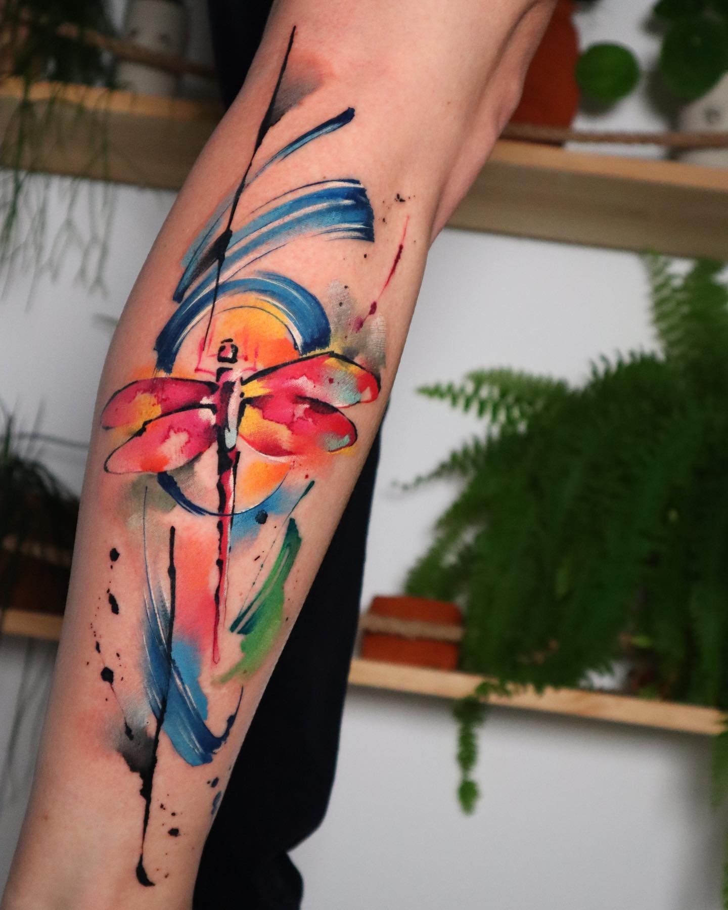 Watercolor Dragonfly Tattoo Design