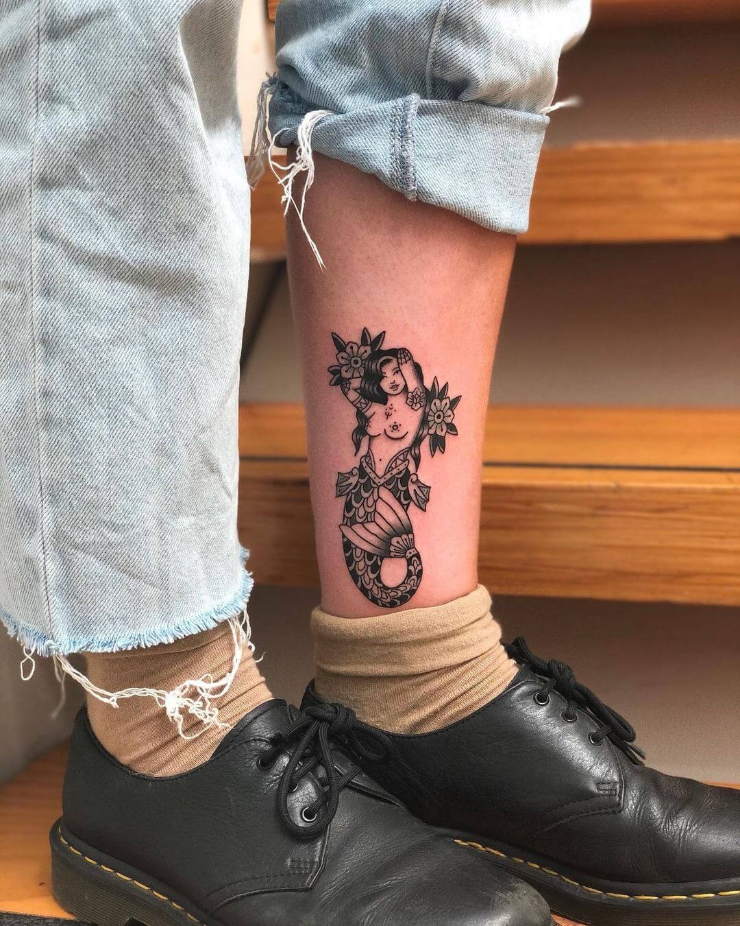 Floral Little Mermaid Tattoos