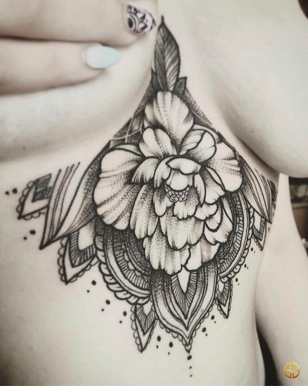 Sternum Mandala Tattoo Design