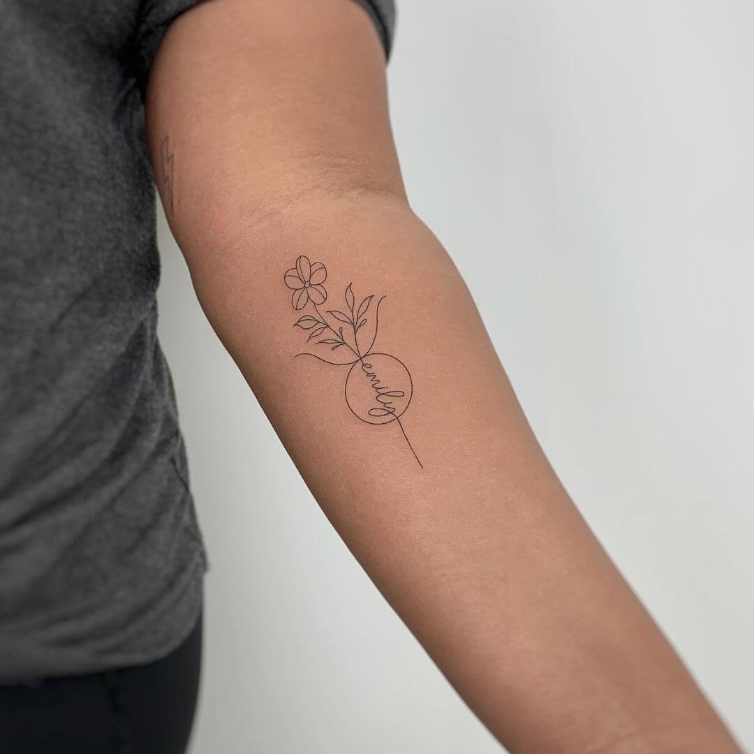 Minimalistic Taurus Tattoo With Name Inscription