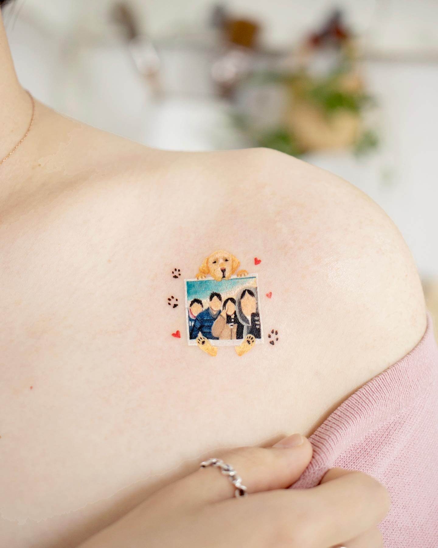 Adorable Family X Dog Mini Tattoo